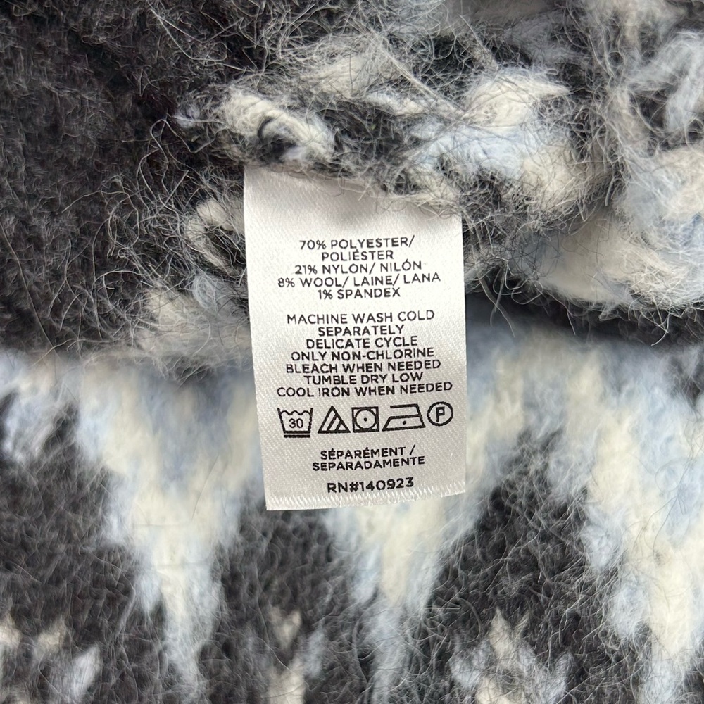 LOFT Black and Light Blue Patterned Sweater - Picture 4 of 4